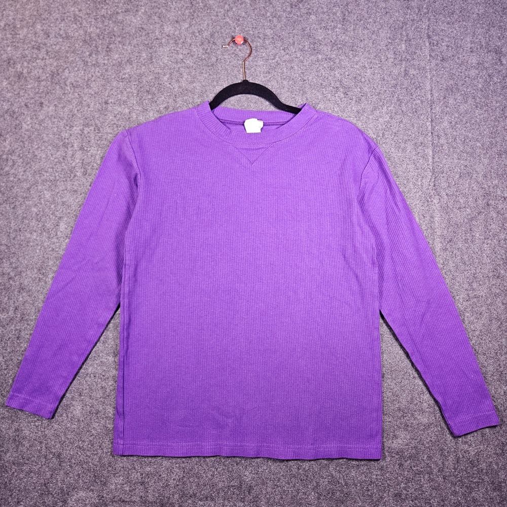 VTG Hanna Andersson Womens Purple Ribbed Long Sleeve Cotton Top Capsule Size S